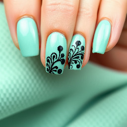mint base with black designs