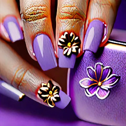 Short lilac design with single gold flower very simple