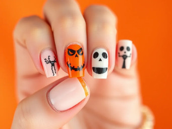 Halloween nails, simple and cute short square nails
