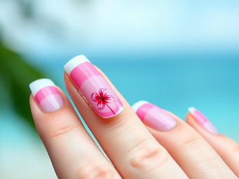Pink beach French tip Hibiscus