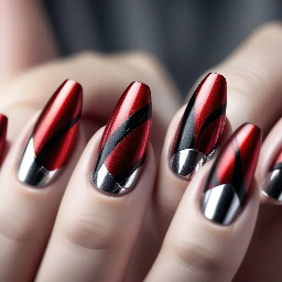 please make a couple of sets with a street wear style with the colors red and black and chrome please