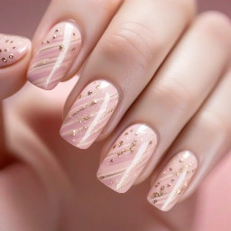 Make me. A baby pink light shimmery fall champagne set giving u freedom to do any nail art like polka dots stripes of an ANY CUTE COLOR