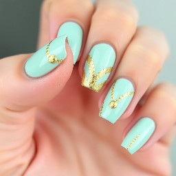mint with gold accents