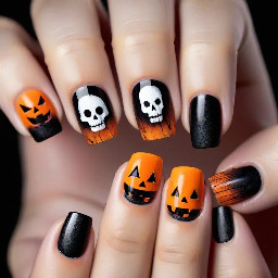 Halloween nails, simple and cute short square nails