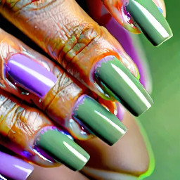 Sage green and light purple French tips