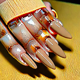 Pinterest-style nail inspiration collage, 10 almond-shaped nails displayed clearly, clean girl summer aesthetic, luxury manicure photography. Main colors are butter yellow and caramel brown with creamy nude accents. Each nail has a unique chic design. Left hand: Thumb: milky nude base, caramel brown French tip, tiny black heart. Index: butter yellow base with delicate white daisy and brown center. Middle: nude base with caramel and butter-yellow swirls and a thin black accent line. Ring: milky nude base with tortoise-shell brown tip and subtle gold outline. Pinky: butter yellow micro-French tip with tiny brown bow and pearl accent. Right hand: Thumb: nude base with thin butter-yellow outline French tip. Index: caramel brown glazed nail with tiny gold dot. Middle: abstract brown and yellow swirl design on nude base. Ring: minimalist black bow on milky nude base. Pinky: butter-yellow nail with tiny white flower details. Ultra-realistic manicure, glossy finish, luxury salon quality, soft summer sunlight, neutral beige background, clean girl aesthetic, old-money chic, feminine, trendy, editorial beauty photography, Pinterest mood board, high detail, 4K.