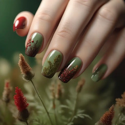 Earthy green brown red forest nature simple  wild flowers