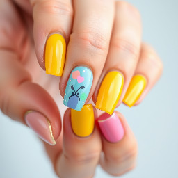 create a press on nail set using these Hex colors #C3E6E1 , #00FFEF , #FF889E , #FDB9C7 .