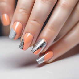 Touche coloré couleur pêche, french et touche argenté