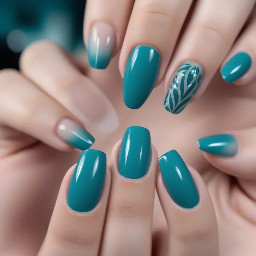 TEAL NAILS 🩵 SOME FINGERS ARE FRENCH TIP SOME ARE PLAIN FULL COLORED TEAL FINGERS