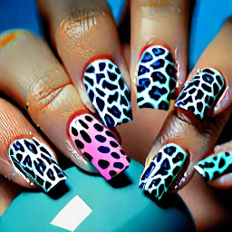 Can you create a design for medium coffin nails, ocean themed/summer themed, blue and maybe pink idk? And leopard spots