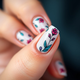 Diseño de uñas veraniego para forma almendrada
