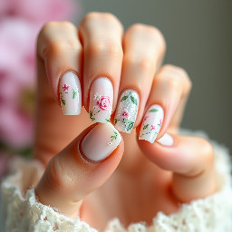 Short natural gel manicure on light pale skin that is a spring vibe and matches my white floral sequined mini dress