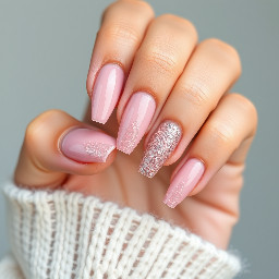 Make me. A baby pink light shimmery fall champagne set giving u freedom to do any nail art like polka dots stripes of an ANY CUTE COLOR
