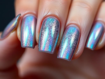 chrome cateye holographic nails
