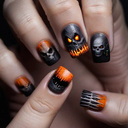 Creepy Halloween nails short square no extra