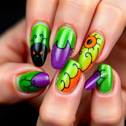 Halloween green  purple  orange