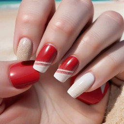 Red and white beach nails for Alabama