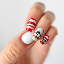 Red and white beach nails for Alabama