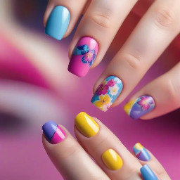 Fun spring retro summer colorful, pink blue purple yellow