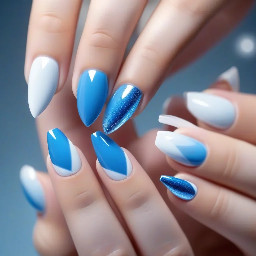 frozen blue chrome nails with white french tip