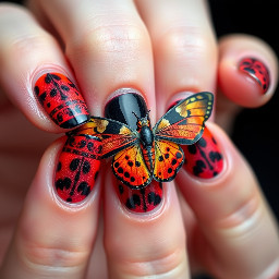 Short coffin shaped with a pattern inspired spired by Madagascan sunset moths