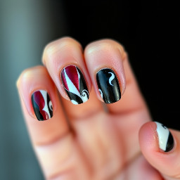marroon white and black nails with pride