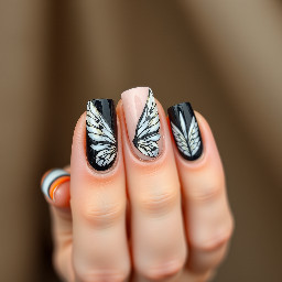 FAIRY WINGS STICKERS, ALTERNATIVE, BLACK, WHITE, NUDE