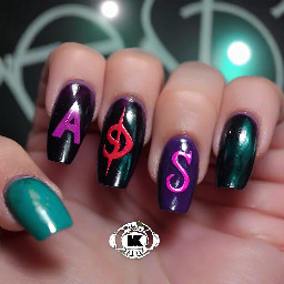 nails where one of them is darkish purple with the katseye logo, one of them is red with 4 claw scratches, and one of them spells katseye and one of them is black with a green dollar sign, and the last one teal and pink. And I want them all to be glossynails where one of them is darkish purple with the katseye logo, one of them is red with 4 claw scratches, and one of them spells katseye and one of them is black with a green dollar sign, and the last one teal and pink