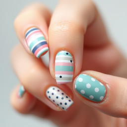 Pastel moment with a mix of horizontal stripes and polka dots