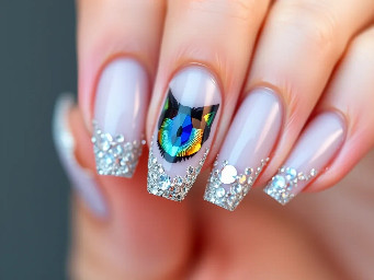 swarovski nail crystals with cat eye short