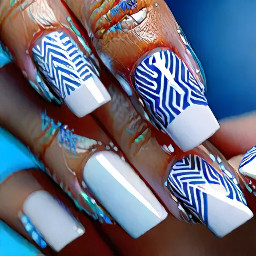 white and blue nails