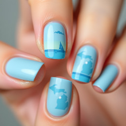 light blue summer nail ideas lake michigan