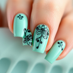 mint base with black designs