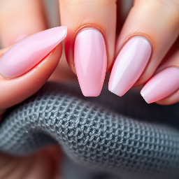 long almond nails, pink to pearl gradient