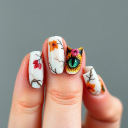 Marble, floral, cat eye. Summer/autumn vibes