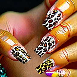 Bratz doll nails, leopard print glitter