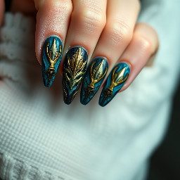 give me nail art based of off rakan from league of legends
