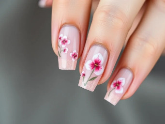Pink beach flower French tip