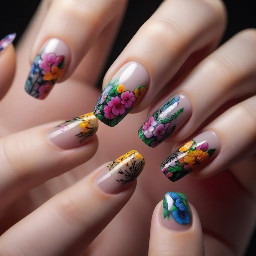 Given inspired nails. Make them recognizable, not subtle. I dont want anything too detailed though, it needs to be manageable for the nail artist.