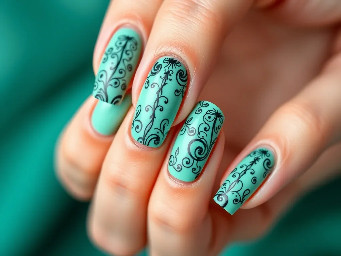 mint base with black designs