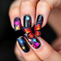 Make a birthday 3D flower and butterfly galaxy ombre with dark colors and little bit light colors