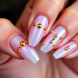 make fun summer nails with some gold accents (beads, chrome)