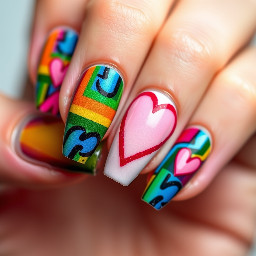 Shorts nails rasta color sommer heart love so glam