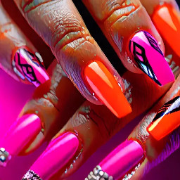 Stiletto nails hot pink and orange