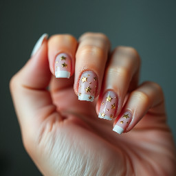 french tips with gold stars