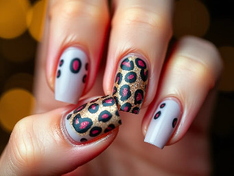 Bratz doll nails, leopard print glitter