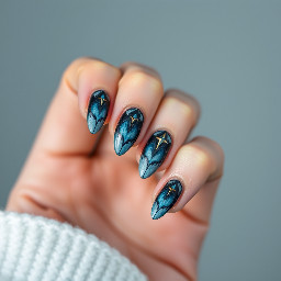 almond shaped inspired by the Nami Sunken Shadows skin from League of Legends