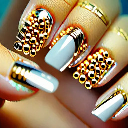 make fun summer nails with some gold accents (beads, chrome)