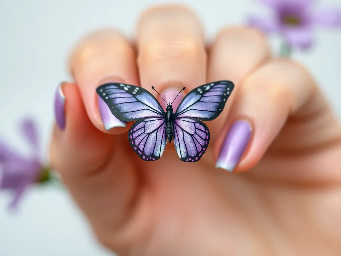 Lavender butterfly wings painted on the tips